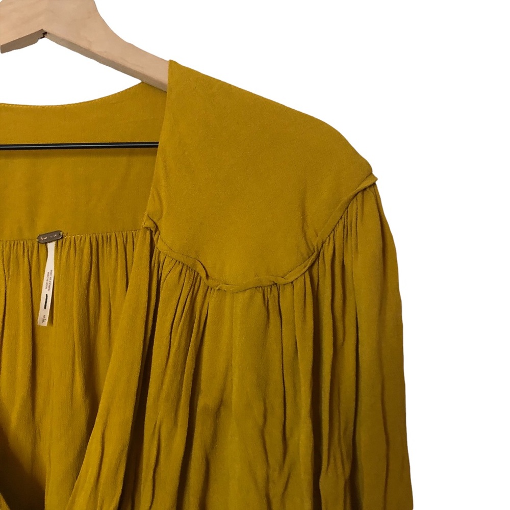 Free People Mustard Yellow Gold Double Life Mini Wrap Dress - Picture 7 of 14